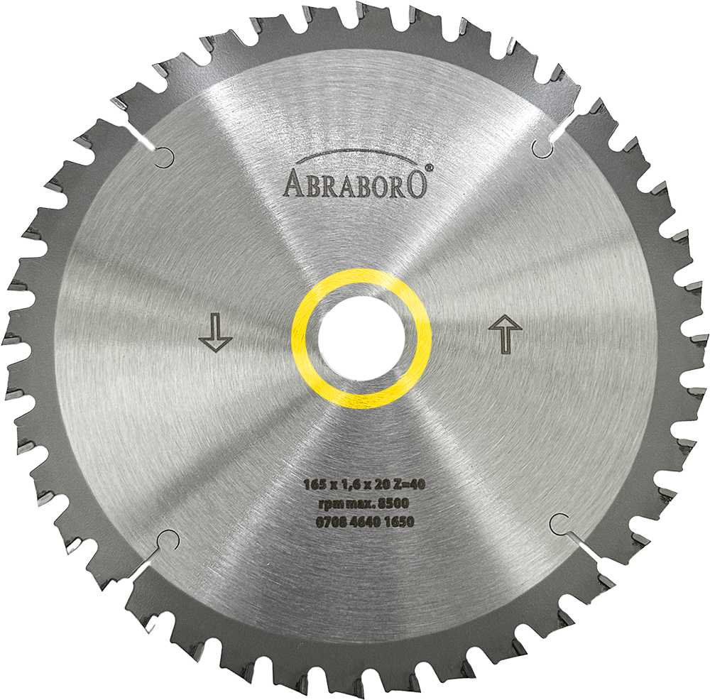 Abraboro 165 x 1.6 x 20, Z 40, premium körfűrészlap akkus körfűrészhez termék fő termékképe